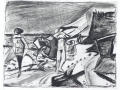 Das Meer hat die Stunden zerbröselt..., 1987, Kaltnadel, 32x41 cm