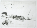 Strand im Herbst, 1988, Kaltnadel, 29x40 cm