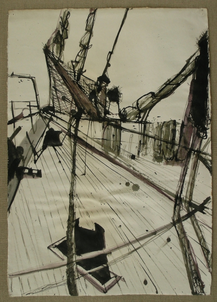 Auf dem Vorschiff, 2003, Pinsel, Feder, Tusche, 42x60 cm
