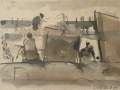 Am Strand, 1987, Feder, Pinsel, Tusche, 15x21 cm
